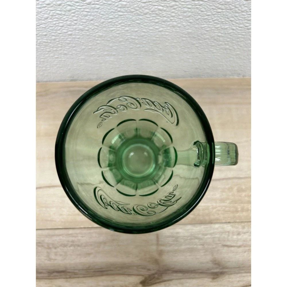 Vintage Libbey Glass Company Coca Cola Clear Green Drinking Mug With Handle